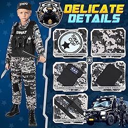 Luucio SWAT Police Costume for Kids, Kids Police