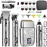 GSKY Professional Hair Clippers, Men's Beard Trimmer & Grooming Kit with Electric Razor, Clippers & Trimmers Set, Hair Cutting Machines