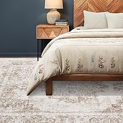 Area Rug 6x9 Vintage Rug: Washable Indoor Medallion