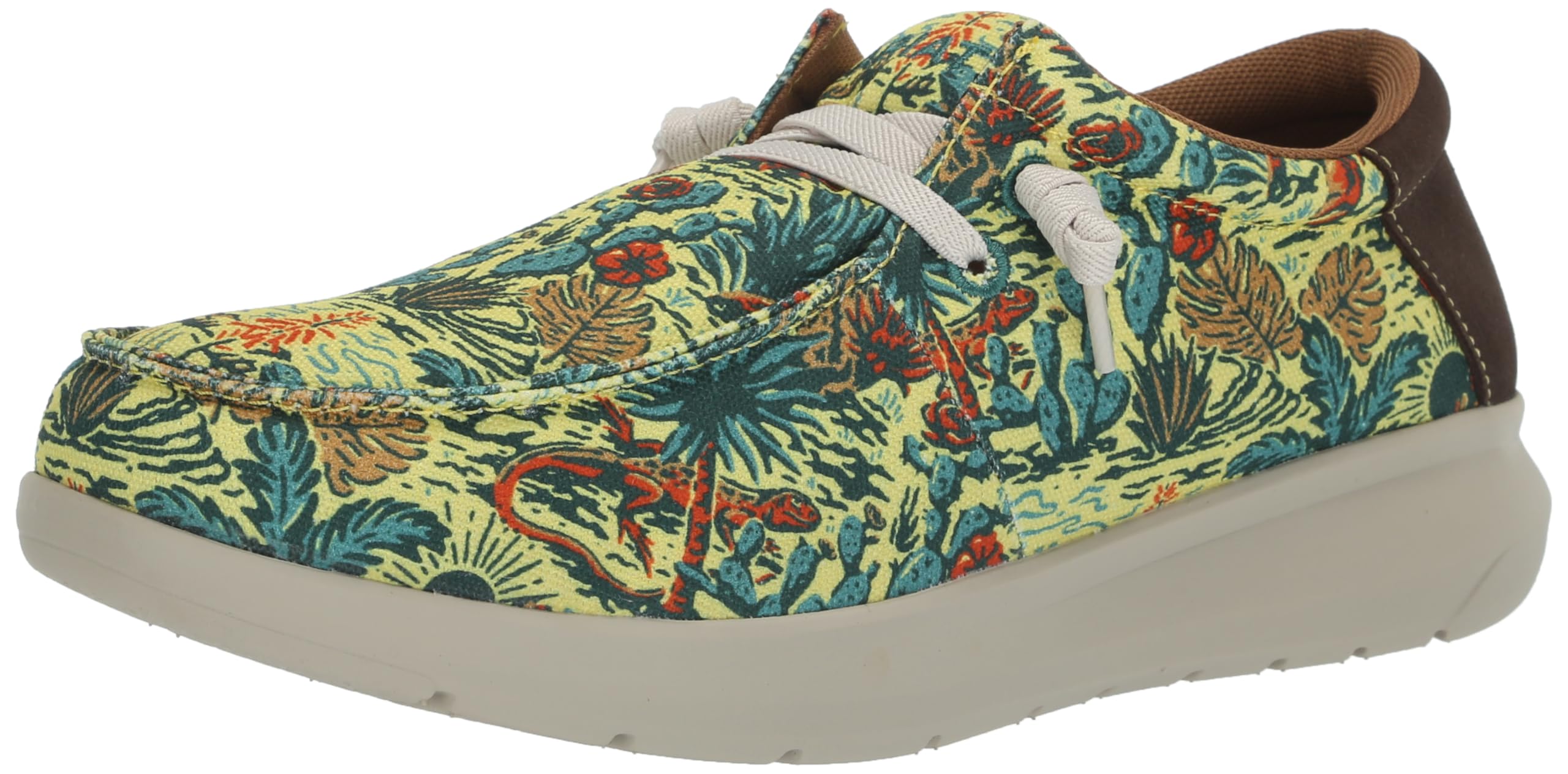 ARIAT Men's Hilo Sendero Sneaker, Yellow Mojave Print/Blanket Suede, 9.5 Image