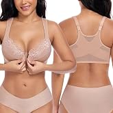 DotVol Women's Plus Size Unlined Underwire Front Close Posture Everyday Bra | Unpadding,Front Closure,Breathable Flower Lace
