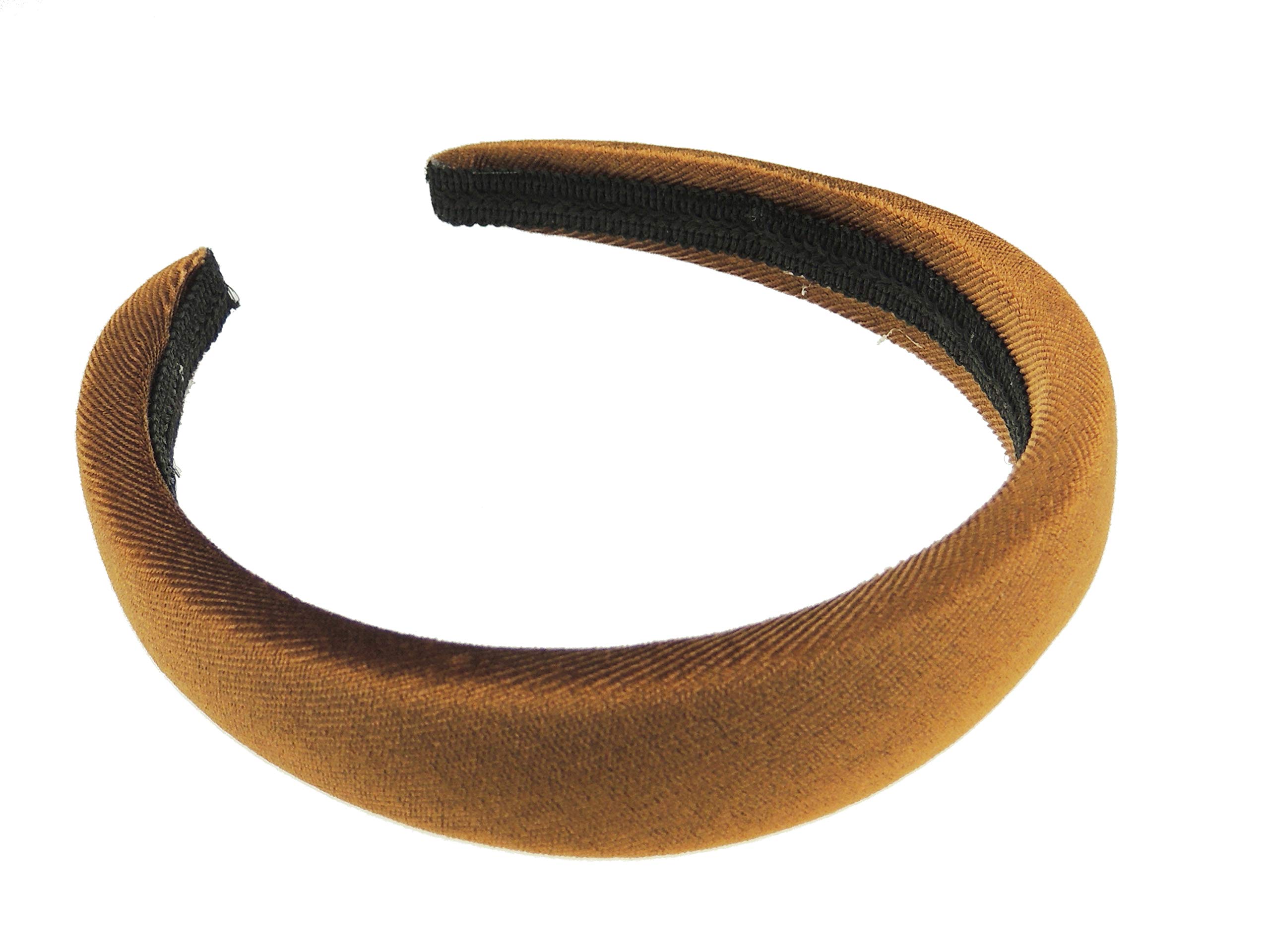 Womens Luxe Slightly Padded Puffy Velvet Flat Winter Evening Wedding Party Birthday Bridal Christmas Birthday Bridesmaid Headband Alice Band Hair Accessories Hairband (Chocolate, One Size)