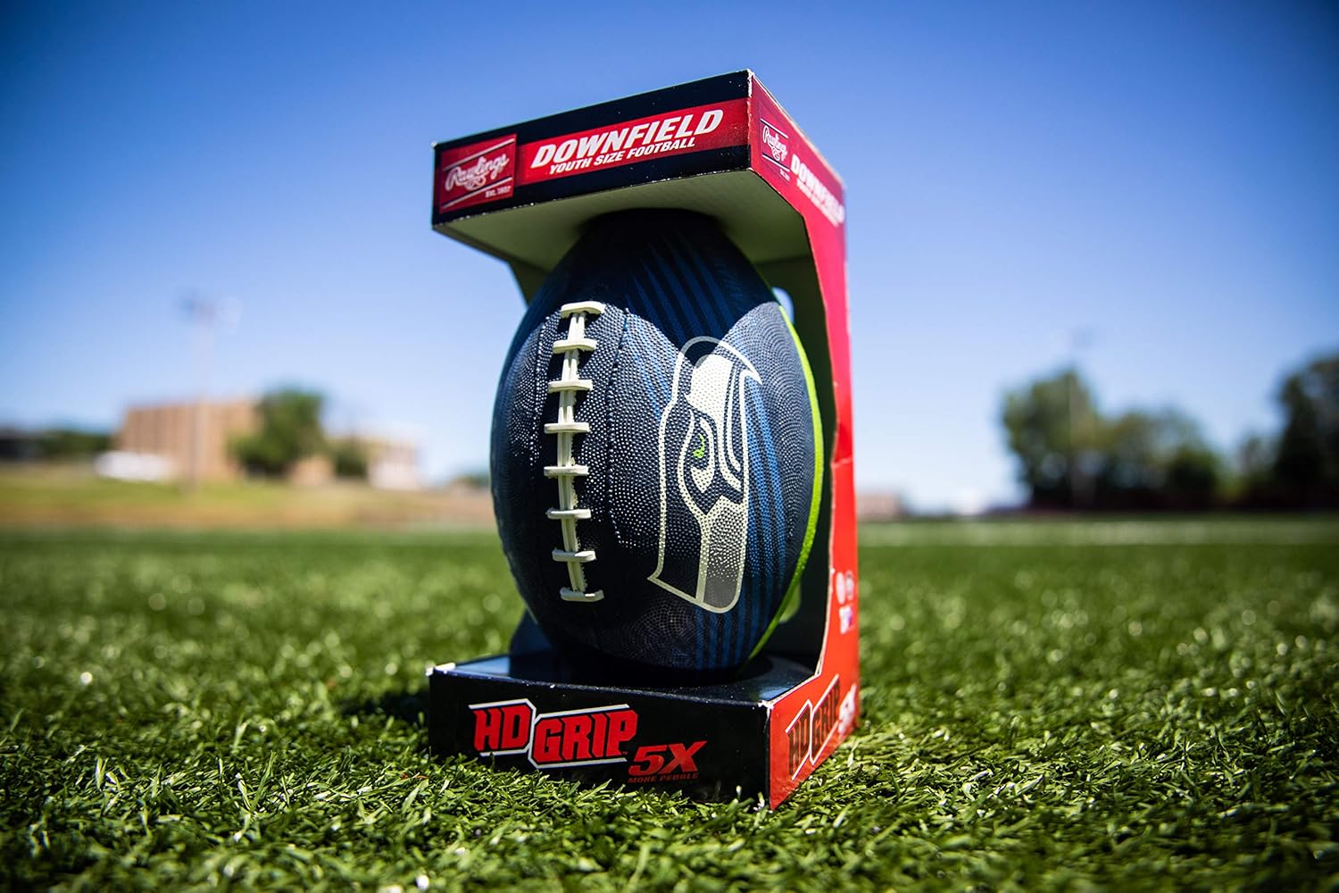Rawlings NFL Downfield Youth Size Football with 5X HD Grip, Seattle Seahawks : Clothing