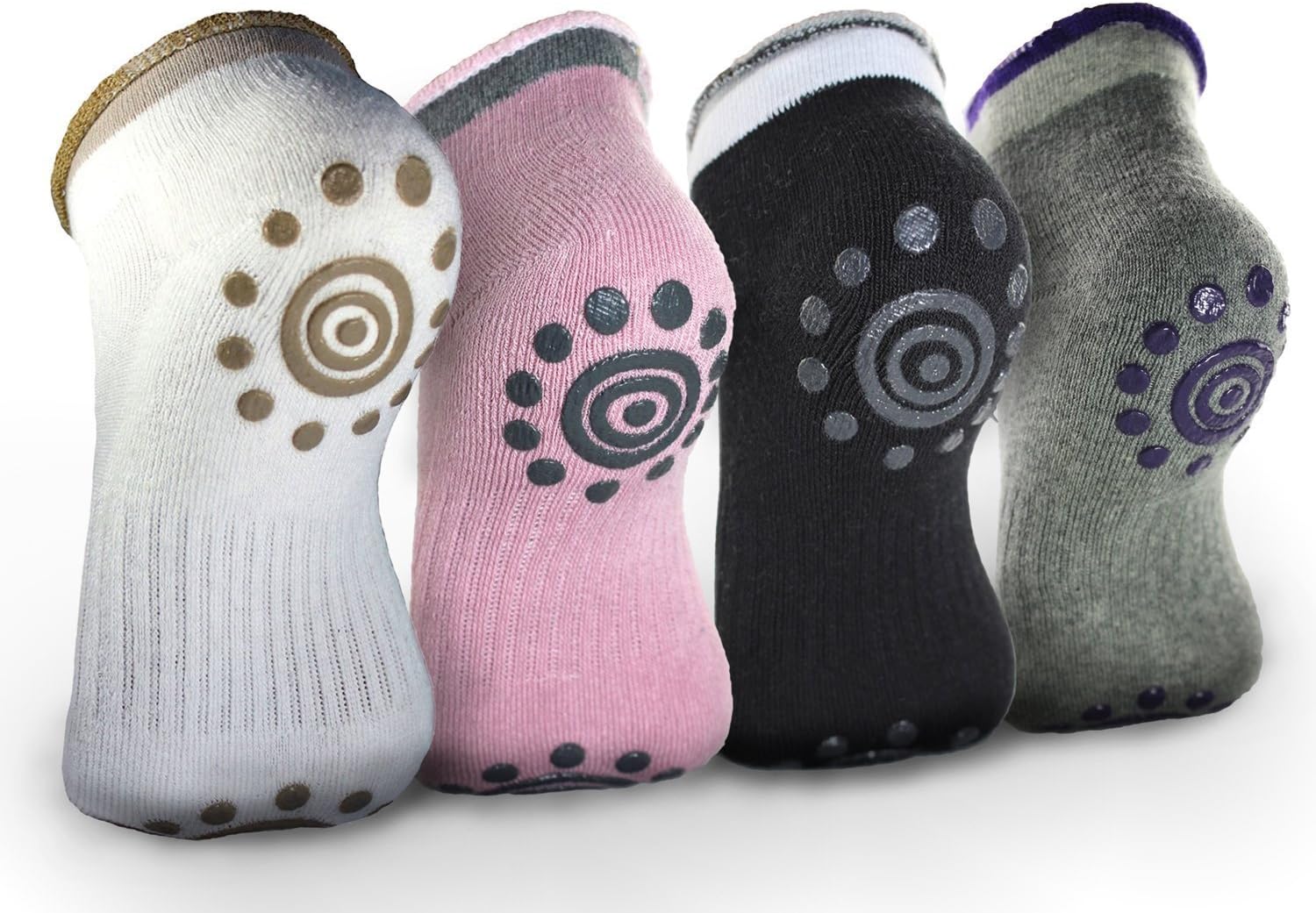 Yoga Socks for Women Non-Slip Anti-skid Breathable Grip Socks for Pilates, Barre, Ballet, Dance and Fitness Sport (4 Pack)