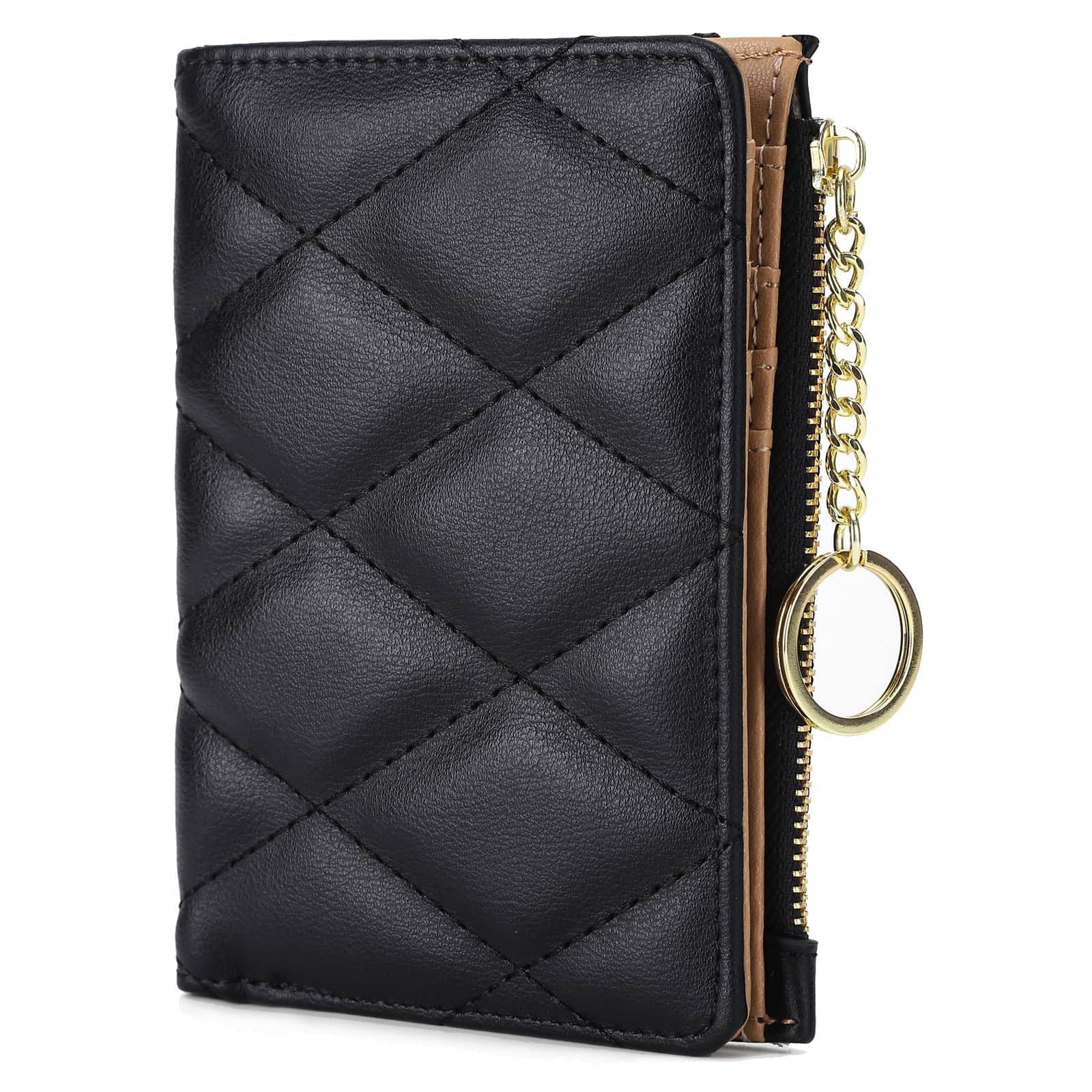Photo 1 of VODIU Womens Wallet Card Holder Slim Bifold Wallets for Women Pocket Wallet Lingge Quilted Coin Purse with ID Window Black