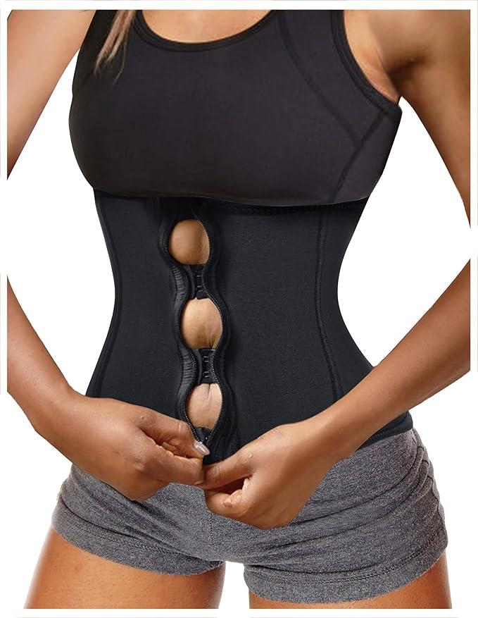 Bingrong Damen Neopren Taillenformer Fitness Trainer Sauna Schweiß Korsett Unterbrust Figur Bauchweg Shaper mit Zipper & Reiß