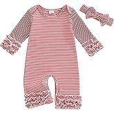 Ursobutegl Newborn Baby Girl Clothes Jumpsuit Ruffle Romper Bodysuit Pants Headband One-Piece Coming Home Hospital Outfits