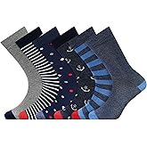 Fandecie Men's Dress Socks,Cotton Crew Socks,6 Pairs,Breathable and sweat-absorbing for Shoe Size 9-13