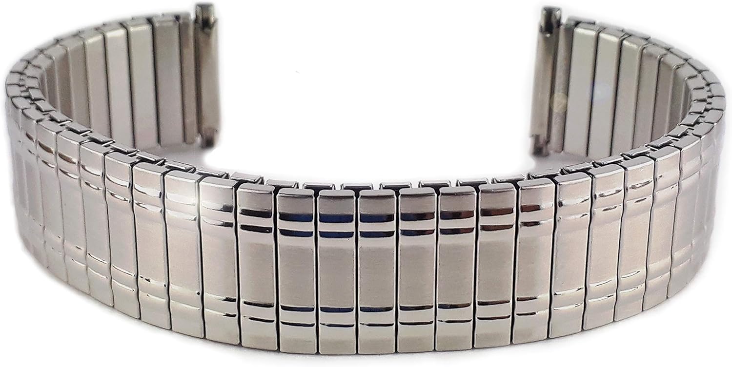 Silver Expanding Stretch Watch Strap Bracelet Metal Stainless Steel