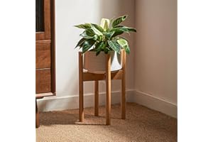 GENTINGBRO Adjustable Plant Stand Indoor, Bamboo Plant Holder 8 to 12 Inches, Small Corner Planter Stand for Indoor Plants, Single Floor Plant Stand for Living Room Balcony Bedroom, Natural