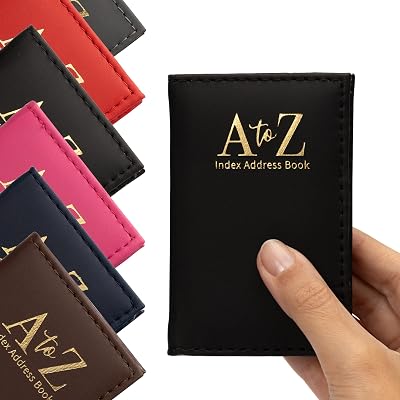 Evelay Index Address Book Leather Look Cover Small 7x11cm A-Z Black