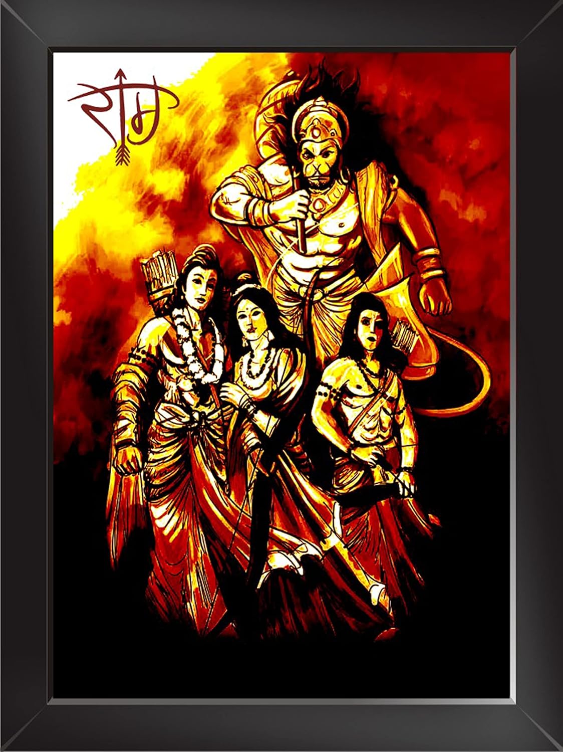 PBDESIGNS - Lord Shree Ram Wall Poster with Framed for Home and Office ...