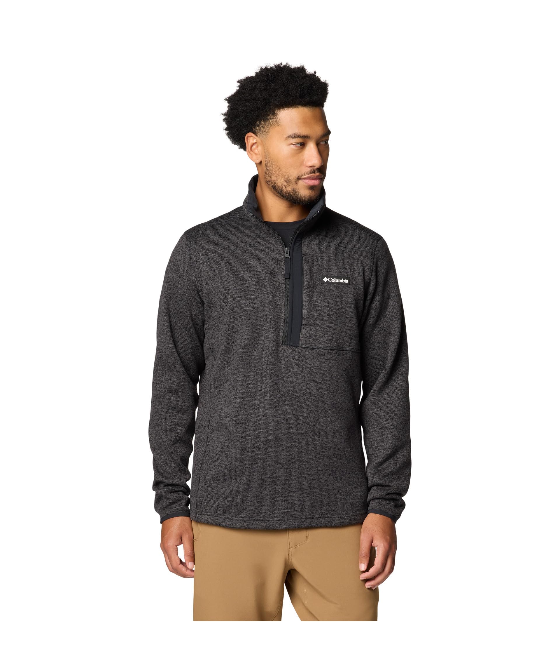 Columbia Men’s Sweater Weather Half Zip, Black Heather, Large Tall