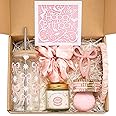 Birthday Gifts For Women, Teen Girl, Girl, Her, Sister, Daughter, Friends - Charming Birthday Happy 8-in-1 Gift Box Set with Delicate Pink Bow Printed Glass Cup & 7 Other Adorable Items (16oz)