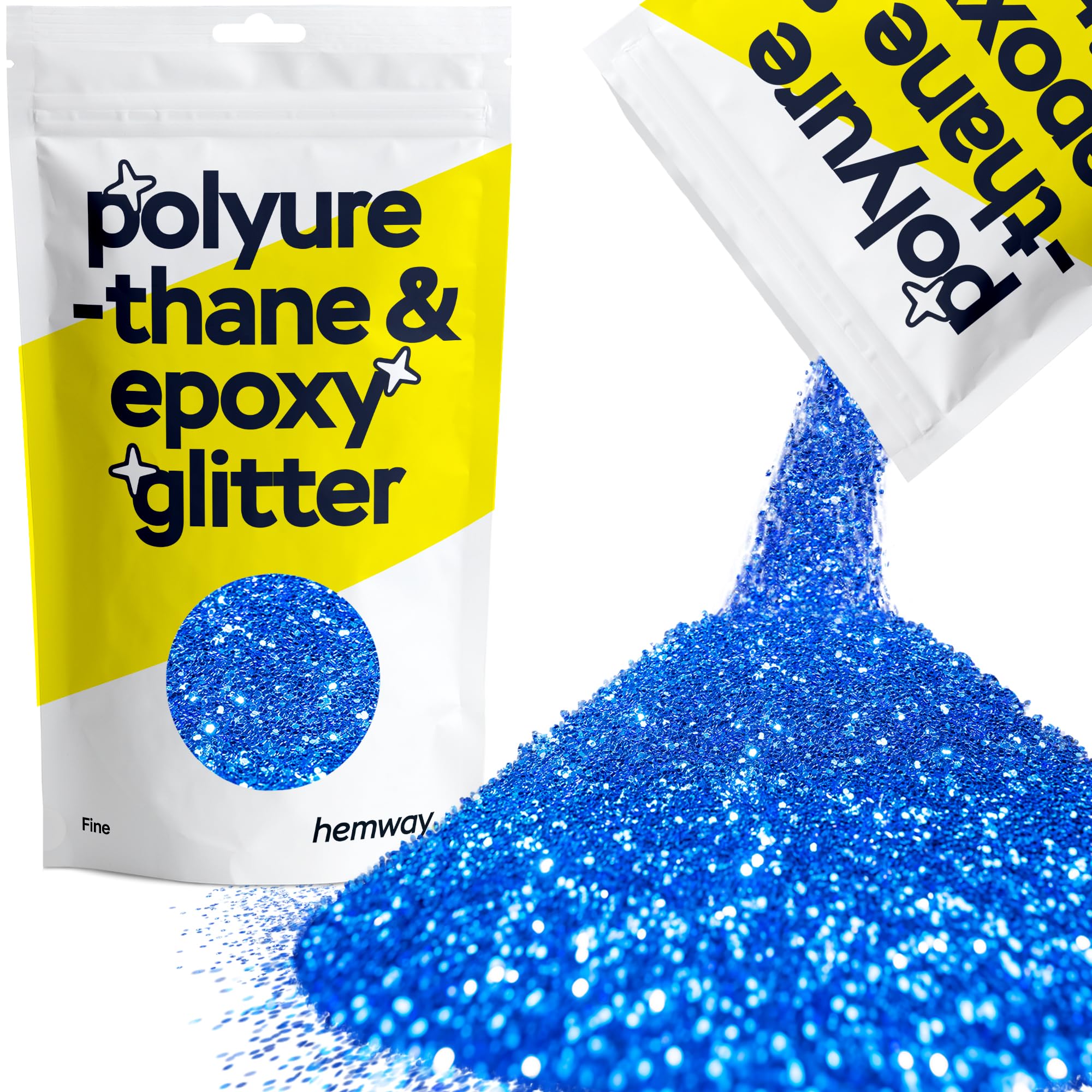 Hemway Resin Glitter Sapphire Blue 100g Fine | Polyurethane & Epoxy Glitter for Resin Crafts, Tumblers, Coasters, Floor & Table Art