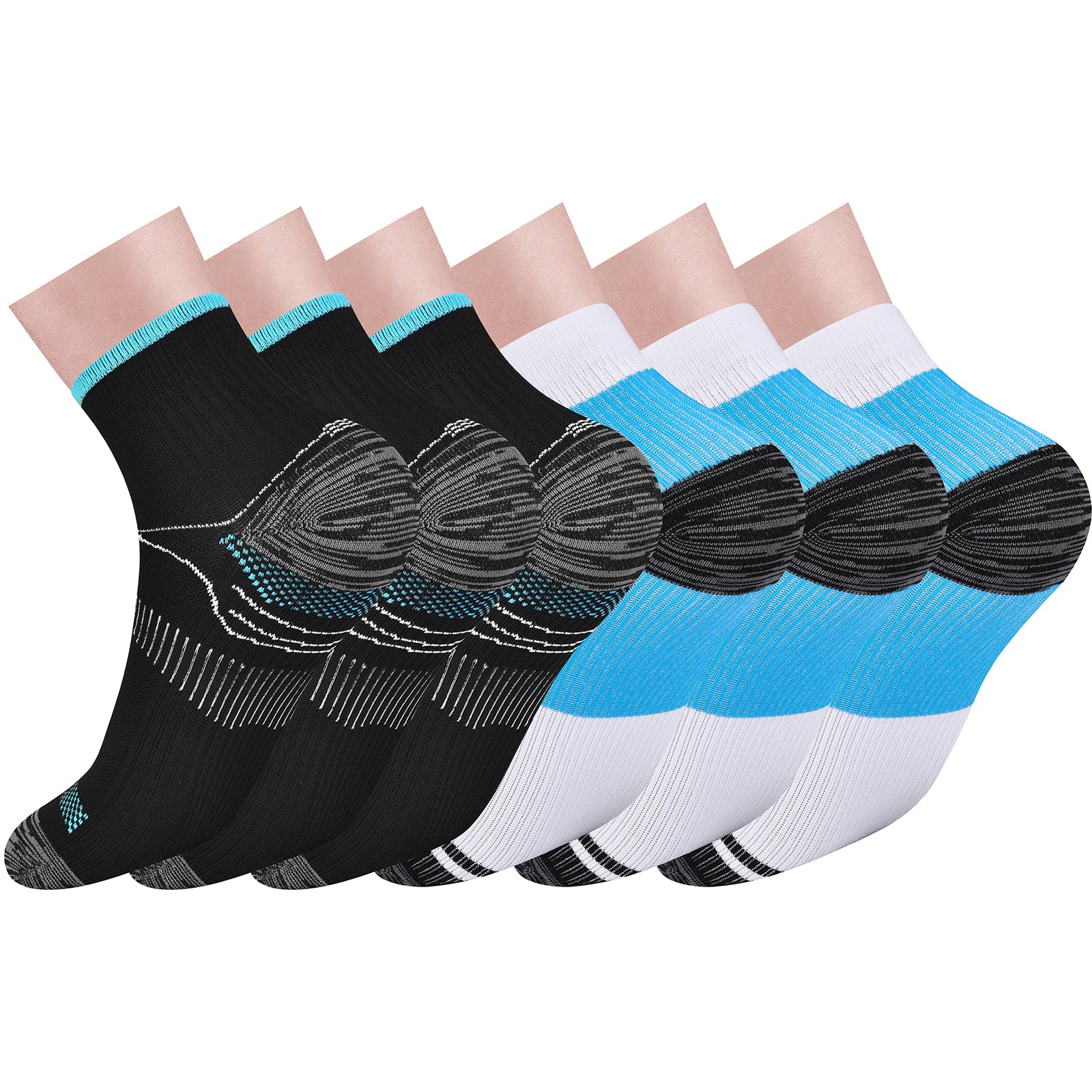 Pnosnesy 3/6/7 Pairs Compression Socks for Men & Women Plantar Fasciitis Socks Low Cut Sports Socks Athletic Socks with Arch Support Plantar Fasciitis