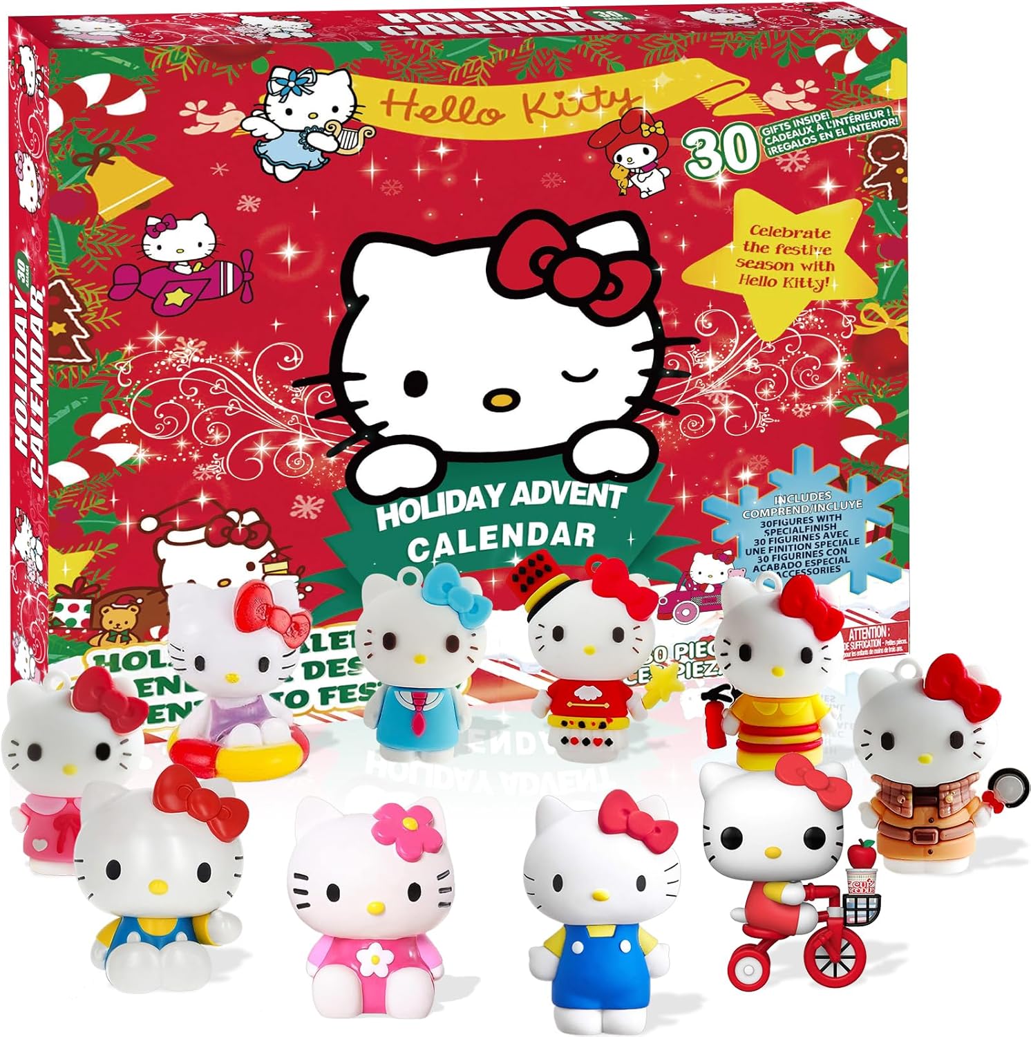 Advent Calendars - Kids Holiday Advent Calendar 2023, 30 Surprise Holiday Gifts with Hello Kitty Toys, Countdown to New Year and Christmas, Christmas Gifts for Kids, Kids Toys for 3 4 5 6 7 8 Year Old Boys Girls