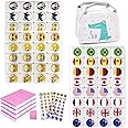 Seaside Escape Game Blocks， Mahjong Tile Game Sets with 65 Tiles 30mm Flag and Emoji Pattern with Handbag for Spring Picnic Party Gift.