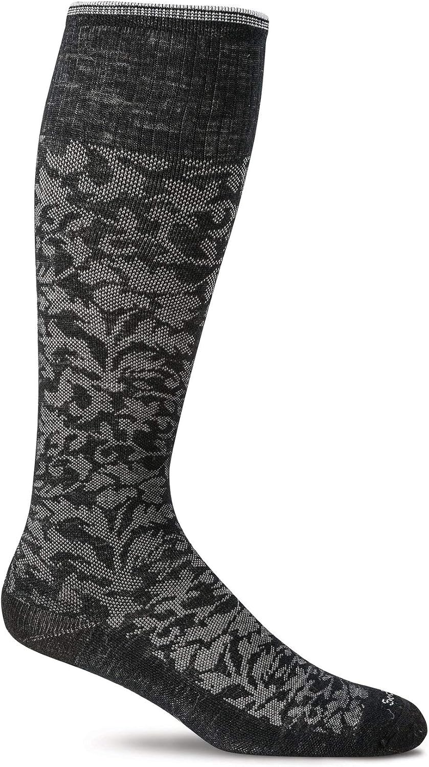 Sockwell Women's Graduated Compression Stocking, Damask Black, M-L