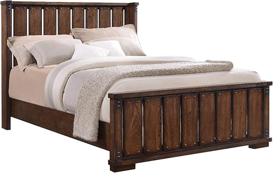 Amazon Com Abbyson Living Industrial Queen Size Wood Bed Frame Bedroom Furniture Vintage Oak Furniture Decor
