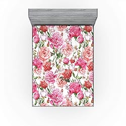Ambesonne Watercolor Flower Fitted Sheet, Victorian