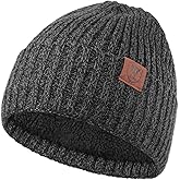 OZERO Knit Beanie Winter Hat, Thermal Thick Polar Fleece Snow Skull Cap for Men and Women