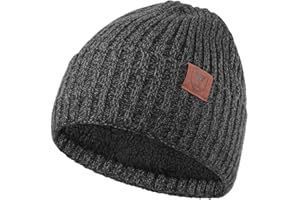 OZERO Knit Beanie Winter Hat, Thermal Thick Polar Fleece Snow Skull Cap for Men and Women