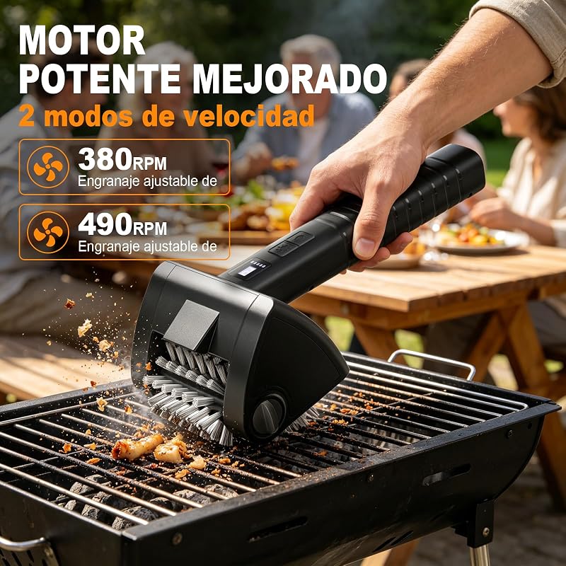 Cepillo Eléctrico para Barbacoa Inalámbrico 2 Velocidades