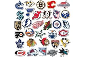 32 Pcs Hockey Teams Stickers for Adults Teens Children, Vinyl Waterproof Decals for Laptop, Water Bottles, Phones, Skateboard