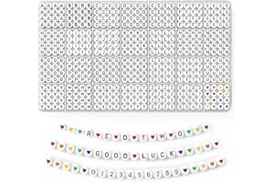 Redtwo 1400 Pcs Letter Beads for Friendship Bracelets Making Kit, A-Z Alphabet Beads, Colorful Heart Beads & Number Beads for DIY Jewelry Making
