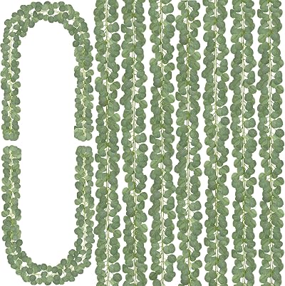 CQURE 8Pcs Eucalyptus Garland 8 Ft Each Total 64 Ft 768 Leaves