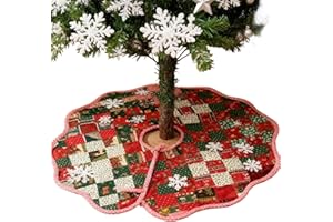 Handcrafted Patchworks Tree Skirt | Reversible Rustic Red and Green Design Christmas Trees Skirts,for Indoor Floor Living Roo