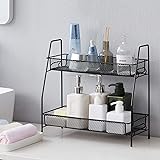 EKNITEY Spice Rack Organizer for Countertop, 2 Tier Bathroom Shelf, Desktop Makeup Organizer, Small Storage Rack for Kitchen,