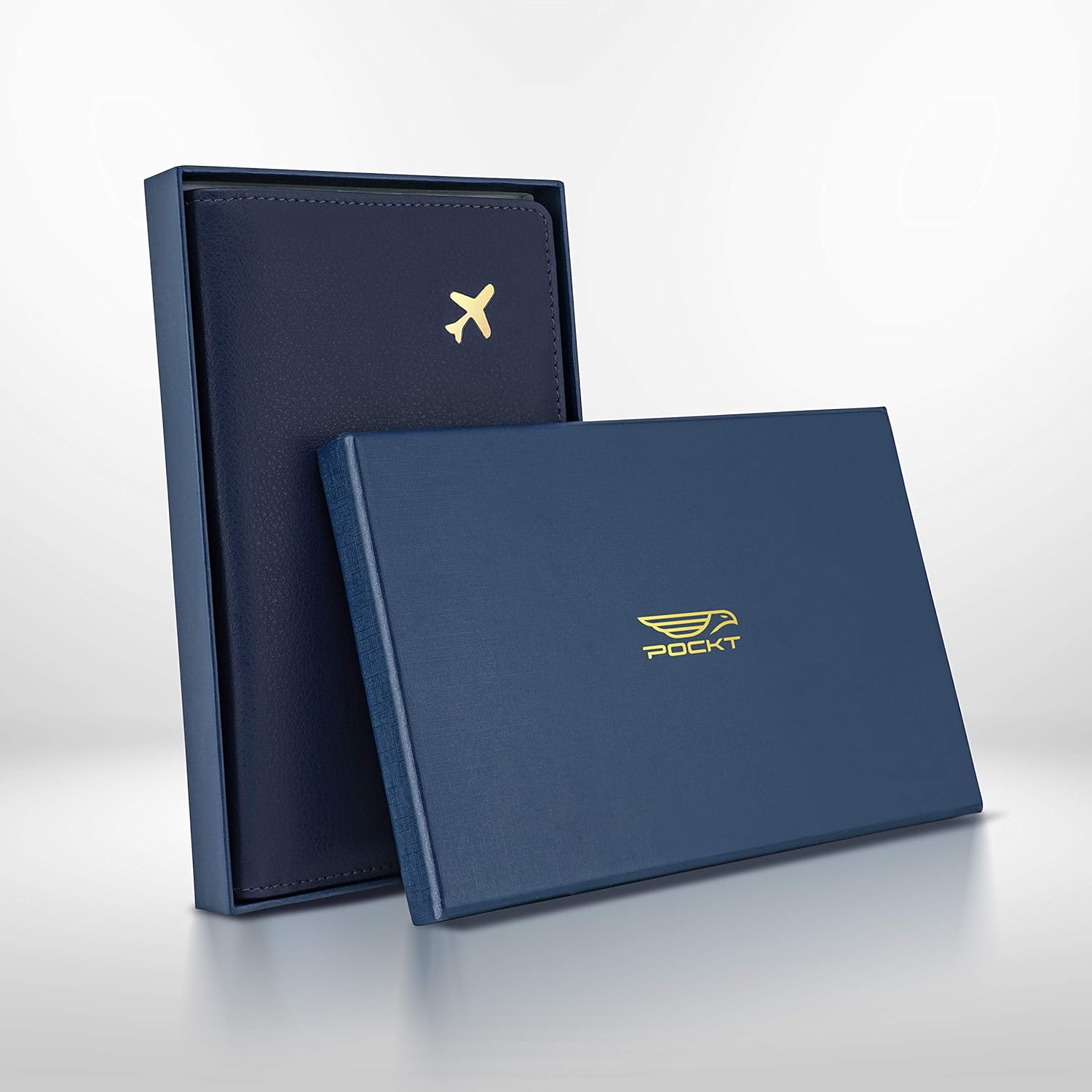  | Passport Holder by POCKT - RFID Blocking Travel Wallet for Safe Trip, Document Organizer + Gift Box | Mindight Navy | Passport Wallets