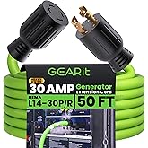 GEARit 30-Amp Generator Extension Cord, 120/250-Volt, 4-Prong, 7500W, NEMA L14-30P/L L14-30R, 10 Gauge SJTW Locking Power Cor