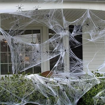 Amazon Com Dazonge Fake Spider Web 32 Extra Spiders For Diy