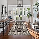 TOPRUUG Washable Hallway Runner Rug 4x8: Non Slip Runner Rugs with Rubber Backing Soft Kitchen Rug Farmhouse Distressed Carpet Runner for Living Room Bedroom Bathroom (Black/Green, 4X8)