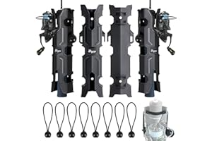 HLOGREE MECHA-X 4PCS Rod Holder for Boat,Wall Mounted Boat Rod Holders for Fishing,Fishing Tube Rod Holder for Boats,Garage,Cooler,Trailer,Pole Holders Side Mount for Storage with Scews & 8 Ball Bungees