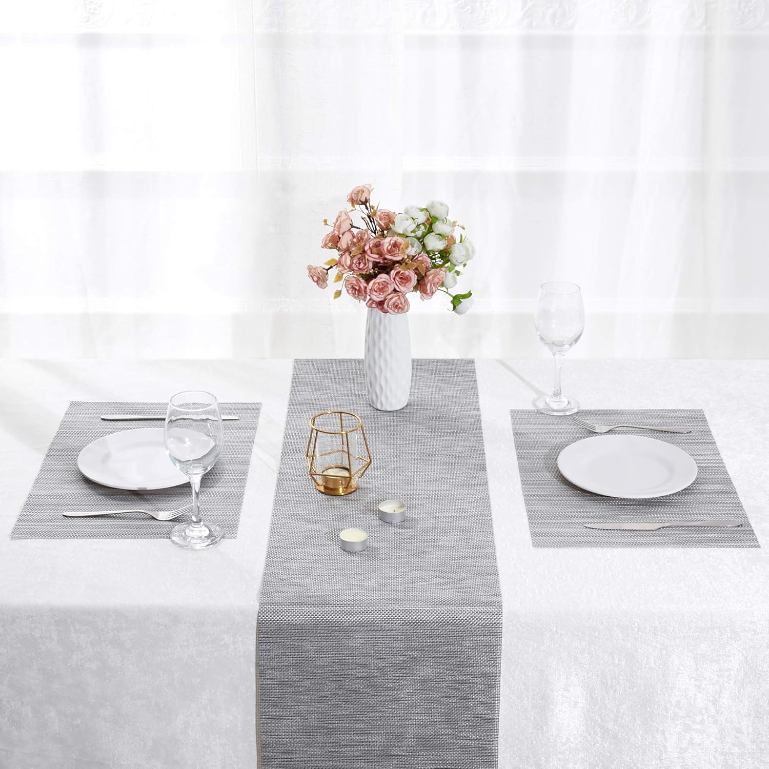 DOLOPL Table Runner Grey Table Runners Outdoor Table Runner 12"×72" Non-Slip Heat Resistant Easy to Clean Modern Farmhouse Kitchen Table Runner for Patios Family Dinner Office Kitchen Table: Home & Kitchen