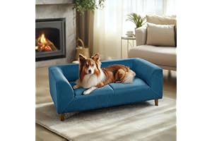 CHORLENIMI Dog Bed for Large Dogs Up to 60 lbs, 39.75" W Memory Foam Dog Sofa Bed, Durable Elevated Dog Couch Bed with Legs, Rectangle Dog Sofa,Pet Bed for Medium and Large Dogs (Blue, 39.75'')