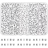 Auvoau 800Pcs Letter Beads 4X7mm White Alphabet Beads Acrylic Round Shape Loose Beads for Name Bracelets Necklaces Key Chains DIY Jewelry Making (Black, A E I O U)