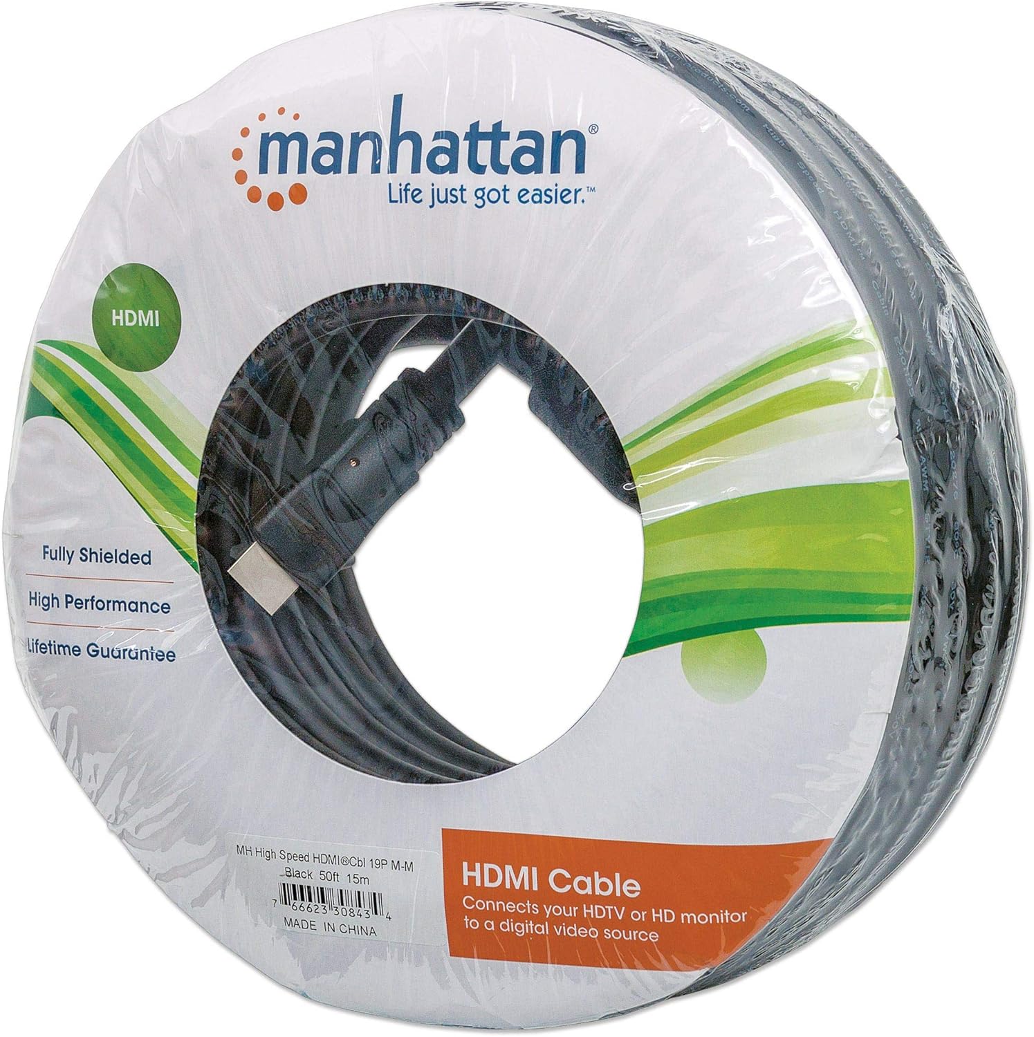 Manhattan HDMI Cable, 4K@30Hz (High Speed), 15m, Male to Male, Black, Ultra HD 4k x 2k, Fully Shielded, Gold Plated Contacts - Image 5