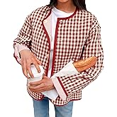 Tankaneo Womens Plaid Quilted Jackets Casual Lightweight Reversible Jacket Button Down Puffer Padded Coat