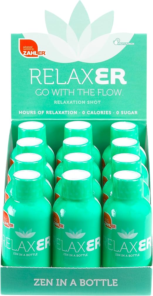 Zahler Relaxer, Relax And Unwind Fast Acting Zen Shot, Hours Of Relaxation, Certified Kosher, #1 Great Tasting All-Natural Fruit Punch Flavor, 12 Pack, 2 Oz Shots (848998085254)