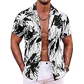 COOFANDY Mens Hawaiian Shirt Short Sleeve Button Down Shirts Tropical Summer Beach Shirts Casual Floral Aloha Shirts