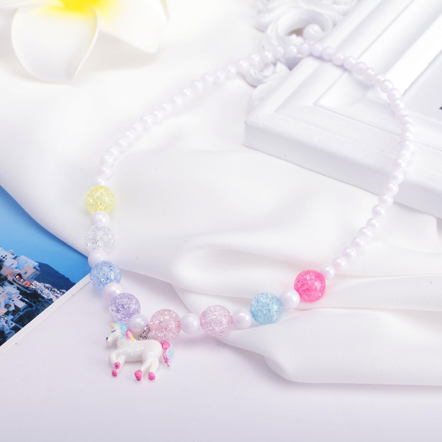 SkyWiseWin Chunky Jewelry Unicorn Necklace and Bracelet Set for Girls Little Kids: Jewelry