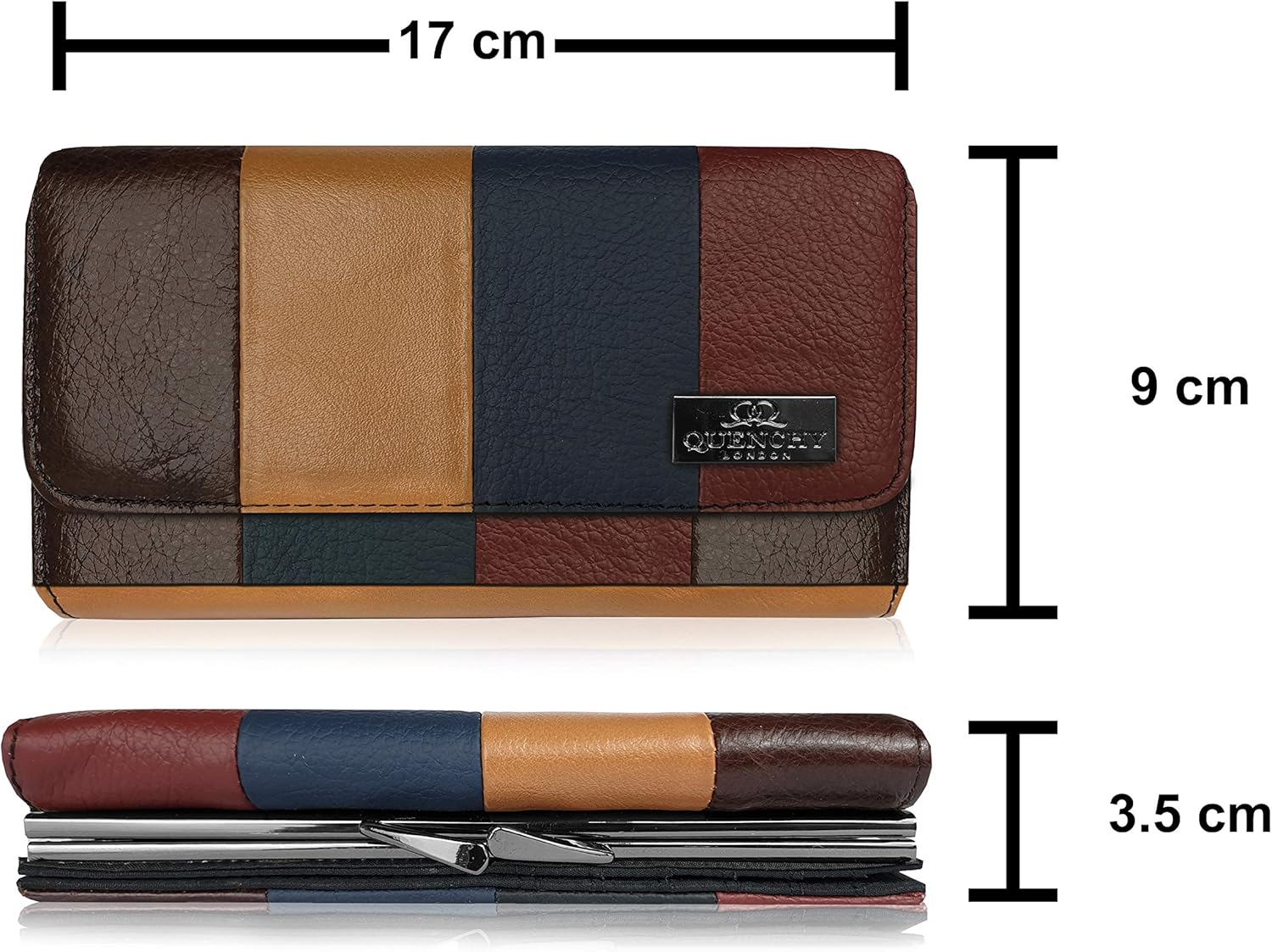 Quenchy London Large Womens Purse, Framed Leather Ladies Wallet 20 RFID Blocking Contactless Blocker Credit Card Slots - Image 5
