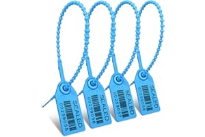 FALEYA.WZW 500pcs Plastic Tamper Seals, 250mm Security Zip Ties for Fire Extinguishers, Pull Tight Safety Disposable Numbered Self-Locking Tags with Barcode