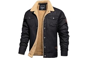 TACVASEN Men's Winter Jacket Sherpa Fleece Lined Cargo Coat Warm Thick Trucker Jacket with Multi Pockets