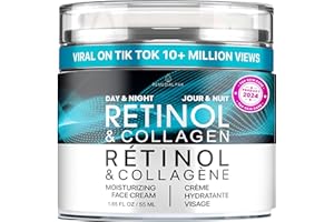 Face Moisturizer Retinol Cream, Anti Aging Neck Firming Cream, Collagen Day & Night Face Cream with Hyaluronic Acid for Women